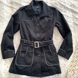 Marc Jacobs Black Cotton Button Up Belted Jacket